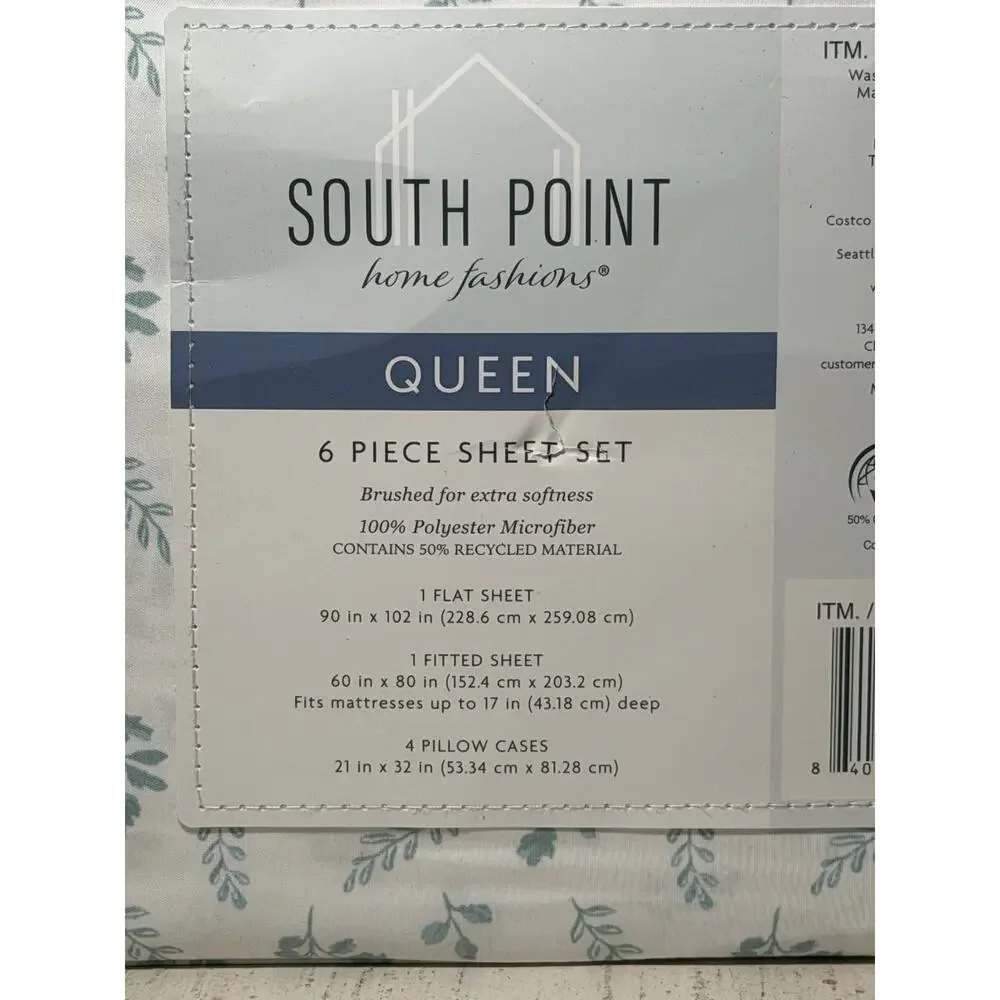 South Point Home Fashions 6- Pc Sheet Set Queen Brush & Extra Softness